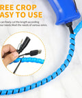 Blue Must-Have Spiral Cable Wrap 16.4 Ft Durable PP Spiral Cable Protector with scissors cutting section view