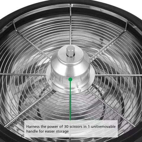 Top view of 16 Inch Leaf Bowl Trimmer For Buds And Flowers With Upgraded Gears Four Edged Stainless Steel Blades For Wet And Dry Trimming 30 Scissors In 1 Cutter Durable Dome Easy Clean And Precise Cuts, showing the interior mechanism with 30-in-1 cutter.