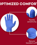 Ambidextrous Nitrile Exam Gloves 2000-Count Pack, Latex-Free And Powder-Free, showing tactile sensitivity and beaded cuffs