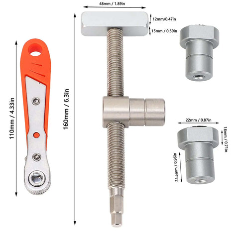 Durable Stainless Steel Bench Dog Clamp For Woodworking with dimensions, extended length, heavy duty vise clamp display.