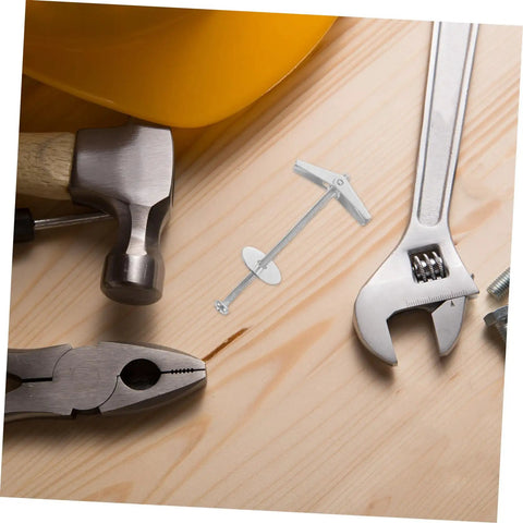 Heavy Duty Toggle Bolt Anchors Kit With Wing Nuts For Hollow Walls And Ceilings, Carbon Steel Drywall Fasteners on wooden background