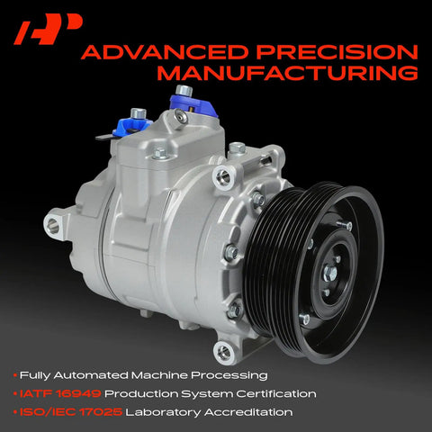 Badass AC Compressor With Clutch Built Tough For Quick VW Jetta And Beetle Cooling Fits 2005-2014 Models, PXE16 compressor close-up.