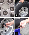 Garage Ready 5 Piece Twist Socket Set With Center Punch Bar For Stubborn Lug Nut Removal Metric 17Mm Through 22Mm in use on a tire.