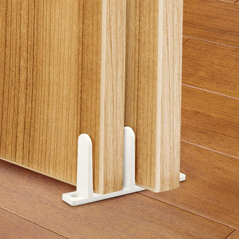 4 Pack Universal Closet Door Floor Guide Kit For One Three Eighths Inch Thick Doors ABS Sliding Door Bottom Guide in use.
