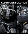 55 Piece Three Eighths Inch Drive Master Impact Socket Set at work in an engine bay, showcasing tool versatility.