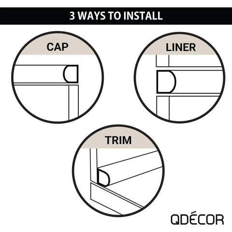 Installation guide showing three ways to install Soho Listel Low Pencil Tile Trim One Half Inch By 12 Inch Brushed Nickel Decorative Edge.