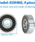 6201RS Front And Rear Wheel Bearing Kit For Mini Bikes And Go Karts Including Doodle Bug 97cc 105cc 98cc Engines