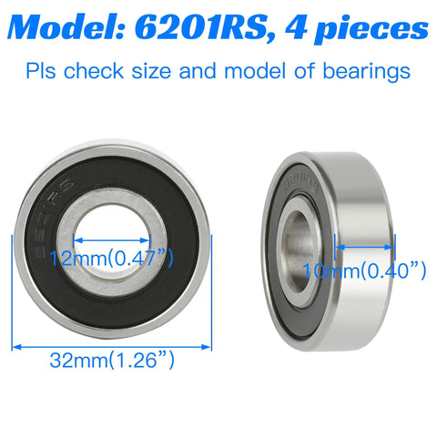 6201RS Front And Rear Wheel Bearing Kit For Mini Bikes And Go Karts Including Doodle Bug 97cc 105cc 98cc Engines