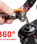 Portable Bicycle Repair Multi Tool With Chain Tool Torx Hex And Screwdriver for Road and Mountain Bikes in use on handlebar