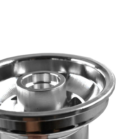 Close-up of 5 Inch Aluminum Front Wheel Rim Replacement for Go Karts UTVs Dirt Bikes ATVs with Ten by Four Point Five by Five Tire Bearing