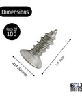 Flat Head Phillips Wood Screws Size 8 By 1-1/2 Inch, Stainless Steel 304, 100 Pack, Type A Point, plain finish, side view