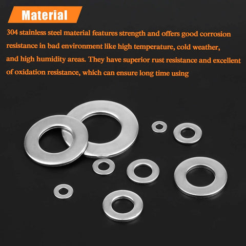 M12 stainless steel flat washers, 304, 50 pcs, inner 12mm outer 24mm, 2mm thick