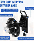 Heavy Duty Shipping Container Wheels 8X6.5 Lug Kit Featuring Rock Solid Steel Construction Built Like A Tank For Moving Massive Containers And Hauling Heavy Loads Without Breaking A Sweat, showcasing a heavy duty shipping container axle in black steel with precision bearings and waterproof cap.
