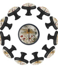 12 Pack Kitchen Cabinet Knobs With Black ABS Base And Crystal Glass Tops For Cabinets Drawers Dressers Doors Wardrobes Vintage Dragonflies Floral Herbs Design in circle