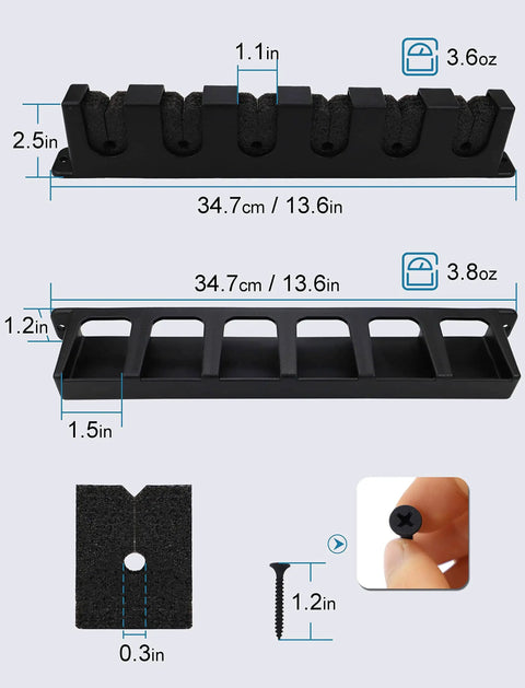 Vertical Fishing Rod Holder Rack for Garage Wall and Ceiling Mount Black 1 Pair Durable Fishing Pole Holders dimensions
