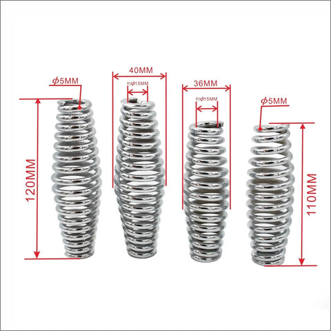 Premium Heavy Duty Bicycle Front Fork Springs 2 Piece 5mm Thick Compression Coil Shock Absorbers Lowrider Custom Builds shown in various sizes