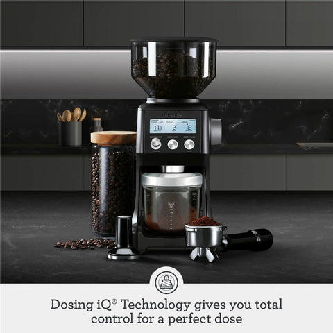 Smart Grinder Pro For Coffee And Espresso In Black Truffle Finish With 60 Settings Dosing IQ Digital Timer Dope Conical Burr Grinder For Fresh Ground Beans And Rich Flavor