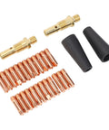 All In One MIG Welding Kit With 24 Tips 2 Flux Core Nozzles 2 Gas Diffusers Premium Copper Brass Teflon Parts 28 Piece Set