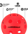 Indoor Pickleball Balls Multi-Pack – 26 Hole Fluorescent Ember Pickleball Balls with specs on two-piece design and weight.