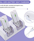 Dual Slot USB Rechargeable Battery Charging Dock For Game Controllers, White Lightweight ABS Build, Compact And Portable