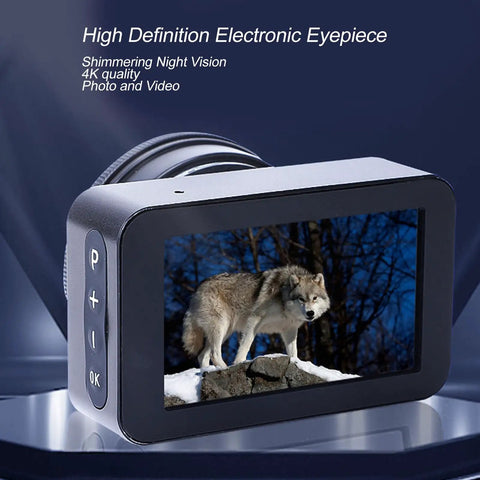 4K Eyepiece Camera For Telescopes 22Mm To 46Mm Adapters With Dope Live View Night Vision Clarity wolf on display
