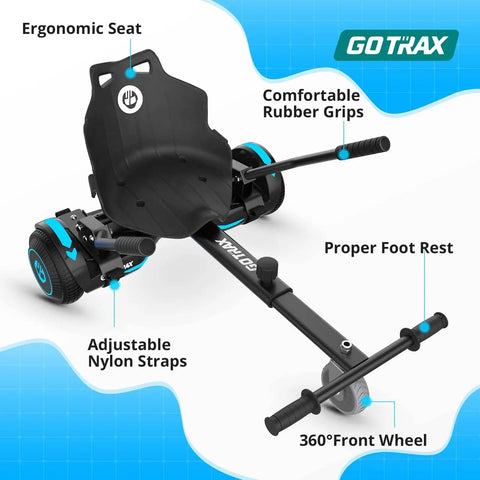HoverflyKart Seat Attachment For 6.5 Inch To 10 Inch Self Balancing Scooters, Adjustable Frame Length And Handlebar Control