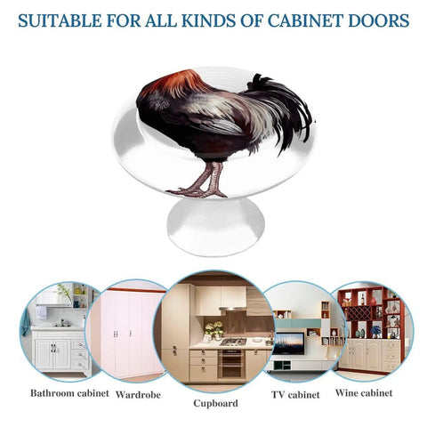 Rooster Cabinet Knob Stainless Steel Round Drawer Pulls For Kitchen Cabinets And Dressers, Modern Vintage Hardware shown with uses