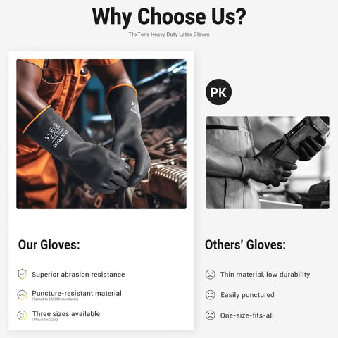 Heavy Duty Chemical Resistant Latex Gloves 18 Inch Waterproof Puncture Resistant for Industrial Cleaning and Gardening shown in use