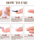 Step-by-step application guide for Rubber Base Gel For Nails Soak Off UV LED HEMA Free Clear Sheer Gel Nail Polish Kit