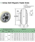 Dialed In Magnetic Powder Brake Kit For Unwinding On Textile And Packaging Machines DC24V technical diagram and specifications