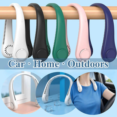 Wearable Bladeless Neck Fan Offering Hands Free Cooling Plus Three Speed Settings Designed For Toyota Bz4x Ev Suv Drivers Keeping Riders Crisp And Totally Sweat Free During Summer Commutes Or Weekend Getaway Adventures in various colors.