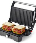 Big Panini Press Grill Sandwich Maker 3 In 1 Opens Flat To 180 Degrees For Versatile Cooking Includes browning levels with sandwiches.