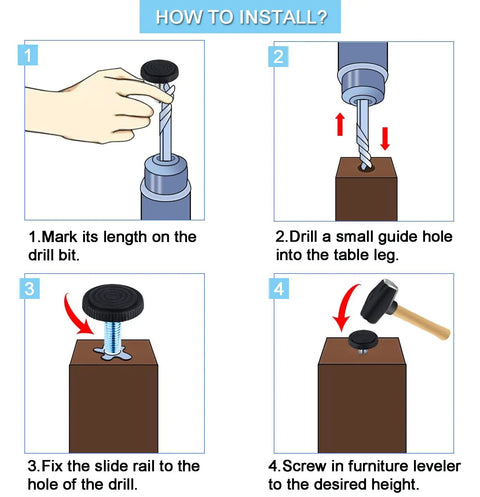 How to install Kick the Wobble For Good These Universal Adjustable Furniture Levelers step-by-step guide for stable tables.