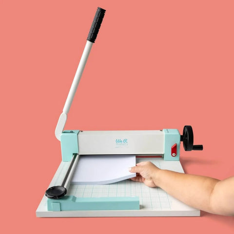 Heavy Duty Guillotine Paper Cutter For 1 Inch Thick Stacks With Easy Operation And Precision Alignment Boss Level Cuts in use
