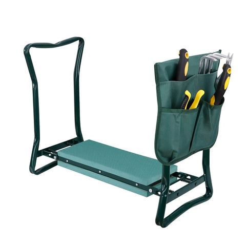 Folding Garden Kneeler And Seat With Free Tool Pouches For Easy Weeding, EVA Foam Knee Pad Keeps Clothes Clean, Sturdy And Lightweight Bench