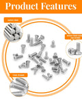 500Pcs 304 Stainless Steel Micro Screws Nuts Assortment Kit M1x2.5mm 3mm 4mm 5mm 6mm Phillips Pan Head Fully Threaded Pro Grade For Arduino RC Models Electronics DIY Projects, carbon steel button head socket cap screws