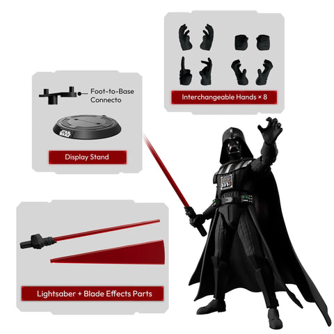 Darth Vader The Empire Strikes Back Model Kit Officially Licensed 6.06-Inch Poseable Figure with display stand and lightsaber parts