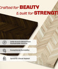 Built Tough Hella Sturdy Chevron Butcher Block Countertop 72 By 25 By 1.5 Inches Unfinished Acacia Solid Wood Table Top showing dark and light wood finishes.