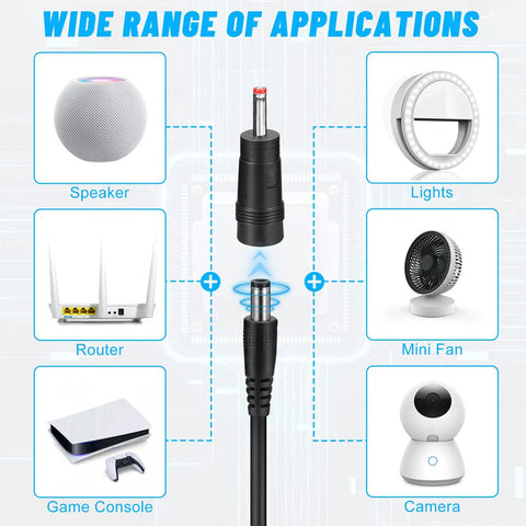 USB To DC 12V Step Up Power Cable 3ft With 5.5 X 2.5mm DC Jack And 3.5 X 1.35mm Plug USB Boost Converter With LED Indicator applications