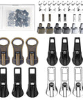 39 Piece Zipper Replacement Kit With Sliders And Pulls Retainer Boxes And Insertion Pins Multi Color Teeth Repair Set