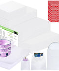 Moving Day Dish Packing Set With 200 Foam Pouches And Sheets In 4 Sizes, 250 Fragile Stickers, And Marker Pen displayed