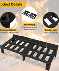 Heavy Duty 20 Inch Fireplace Grate For Wood Stoves And Fireplaces, Wrought Iron Log Holder with U-shape design and smaller slots