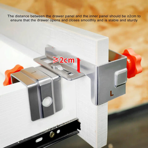 Large Adjustable Stainless Steel Drawer Panel Fixing Clamps Heavy Duty Installation Fixture With Knockout Grip for secure drawer alignment.