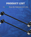 2 x Front Sway Bar Stabilizer End Links, Two Pack Beefed Up Front Stabilizer Sway Bar End Links Replacement For Hyundai And Kia Durable Front Suspension Upgrade Fits Elantra Elantra GT Elantra Coupe Tucson Accent Veloster 2012-2022, black metal