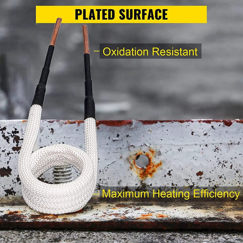 Heavy Duty Four Piece Induction Heater Coil Kit With 3 Mm Brass Cores, oxidation resistant coil on rusted metal surface.