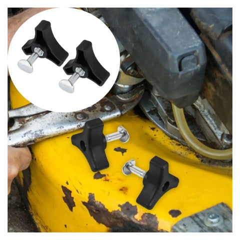Sweaty Grip Upgrade! Tough Plastic Lawn Mower Handle Screw Nut Kit With Triple-Cornered Knob Non-Slip Replacement Part Built Like A Tank For Heavy Duty Mowing Jobs And Easy Tool-Free Tightening Sessions Today on yellow mower handle