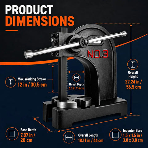 Badass Heavy Duty 3 Ton Arbor Press Featuring A Comfortable Hand Crank And Secure Ratchet Action For Swift Bench Stamping Bending And General Hardware Fixes