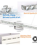 Crystal Vanity Lights LED Thirty Three Point Five Inch Dimmable Bathroom Light Fixtures In Modern Chrome Over Mirror Vanity Bar Easy 15 Minute Hardwired Installation 30W LED Back Plate Included Sleek Contemporary Bath Glow details