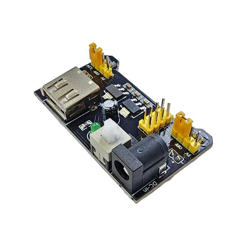 Close-up of Two Pack Breadboard Power Supply Modules With 3.3V Or 5V Selectable Output For Solderless Breadboards Ideal For Arduino ESP32