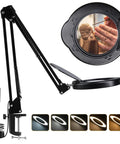 15X Magnifying Glass Desk Lamp With Clamp Real Glass Lens Dust Cover 84 LEDs 5 Color Modes 10 Brightness Levels Flexible Swing Arm